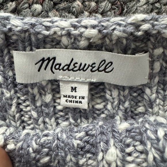 Madewell Heather Gray Crew Neck Cotton blend Sweater with buttons on the side M - Picture 6 of 9
